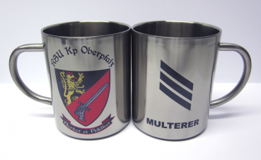 Edelstahltasse RSU Oberpfalz m. Dienstgrad u. Wunschname